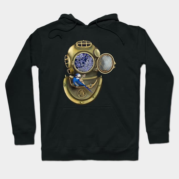 Steampunk Scuba Bird Hoodie by Marike Korting Art